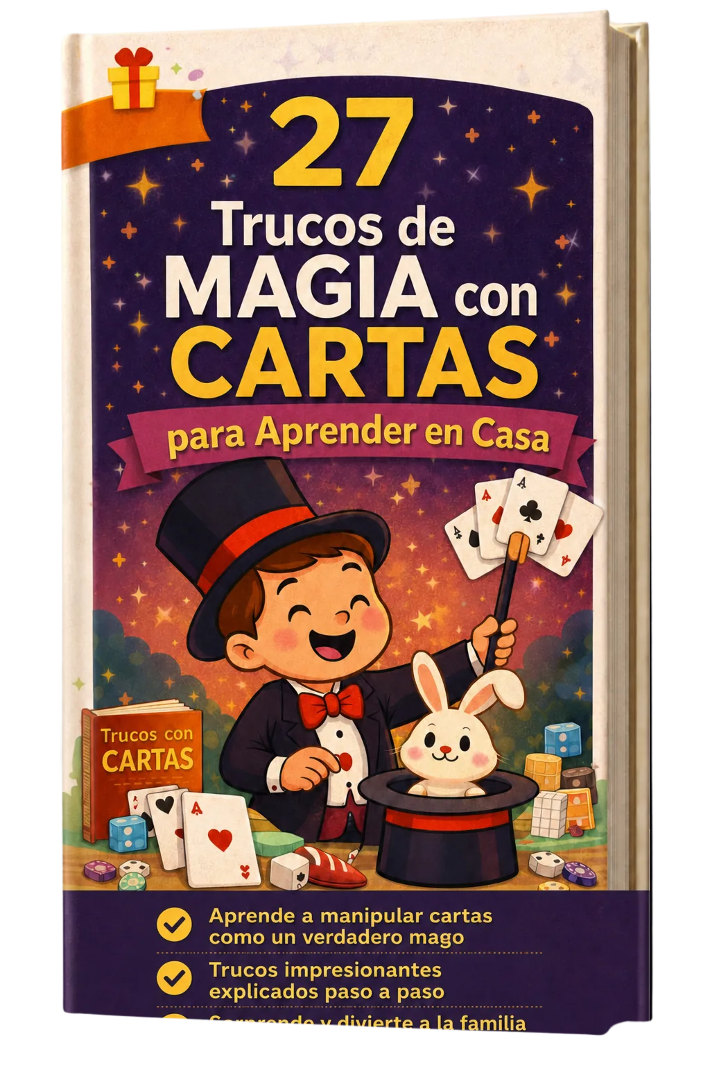 Portada en español: 27 trucos con cartas